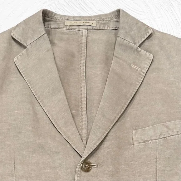Montedoro Chinolino Lt Brown Linen Cotton Blazer Men's 44R Unstructured 3 Button - Picture 4 of 10